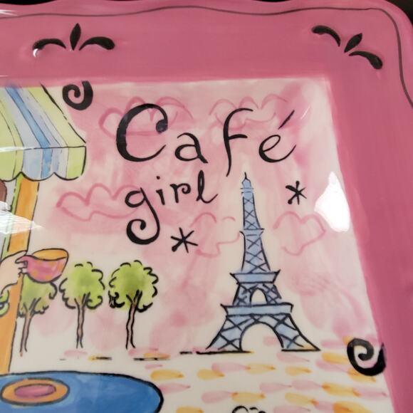 Jennifer Brinley Dinner Plates Cafe Girl  Set of Two SEE Below - Picture 2 of 8